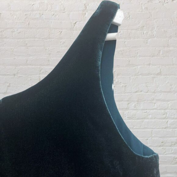 J.Crew Hunter Green Velvet Tank Top 2 Evening Party Keyhole Back Lined - Picture 7 of 15